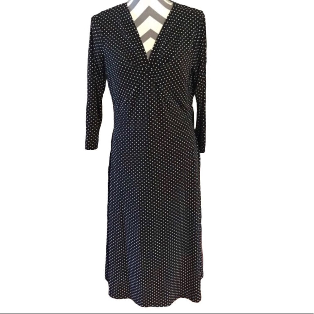 Talbots Size 8 Black & White Dotted Dress